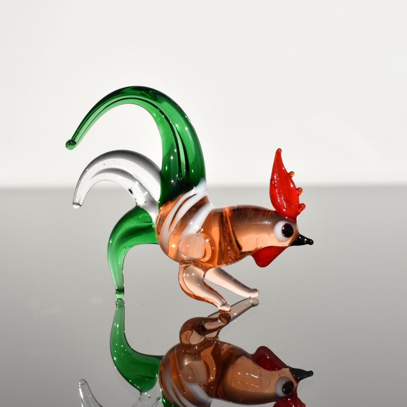 Chicken Gifts, Rooster Decor, Chicken Decor, Glass Rooster, Farmhouse Decor, Glass Chicken, Farm Decor, Rooster Statue, Glass Figure, Art
