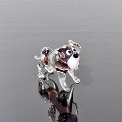 Glass Dog Figurine, Purple Beagle Dog Statue, Glass Animals, Beagle, Bearded Dog, Glass Dog, Amethyst Glass