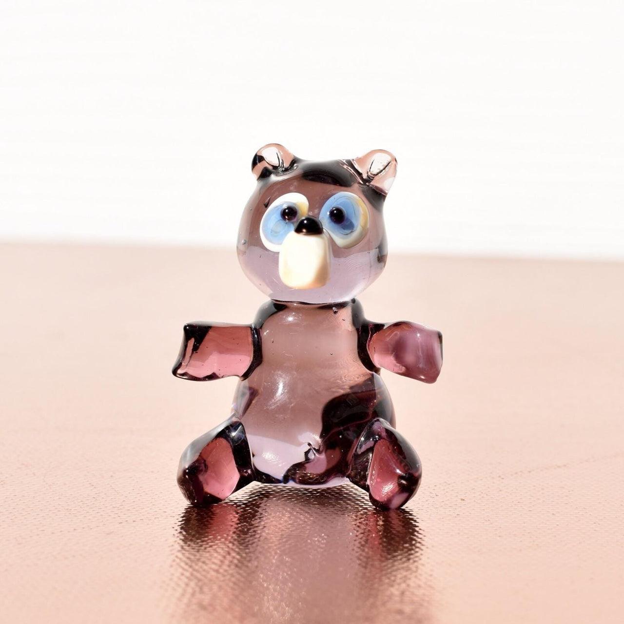 Handmade Glass Teddy Bear, Teddy Bear Decor, Glass Bear Figurine, Woodland Decor, Purple Bear, Glass Sculpture, Glass Animals, Bear Figurine