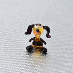 Amber Glass Dog Figurine, Mini Glass Animals, Collectible Tiny Glass Animals, Dog Memorial Gift, Miniature Glass Animals, Puppy Gift