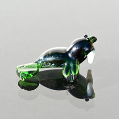 Tiny Glass Animals, Glass Walrus Figurine, Coastal Decor, Miniature Glass Animals, Ocean Art, Emerald Green, Sealife Gift, Glass Animal