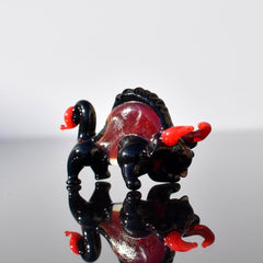 Handblown Glass Bull, Glass Animals, Blown Glass Animals, Bull Figurine, Bull Statue, Bull Sculpture, Glass Sculpture Red/Black Bull