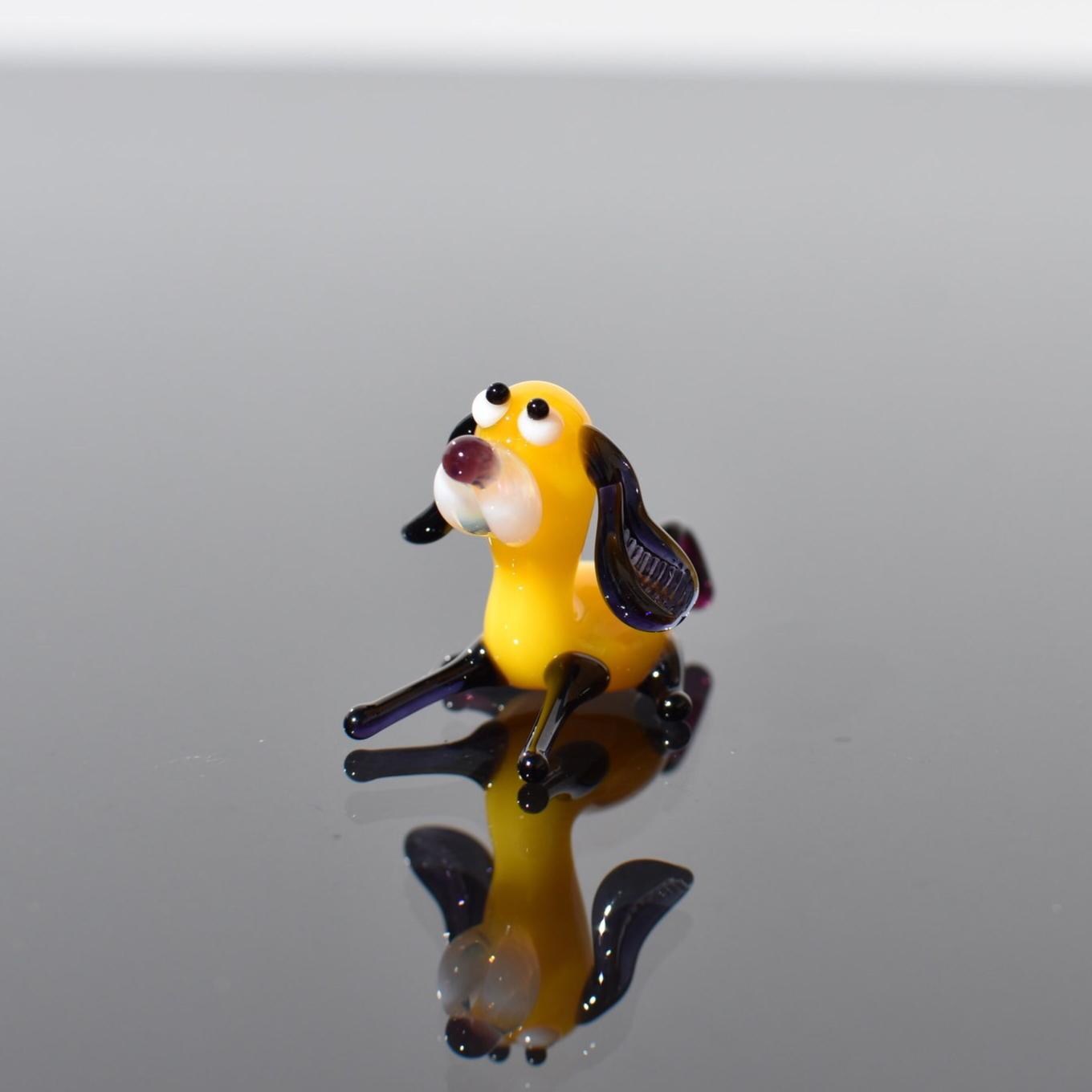 Whimsical Dog Figurine, Dog Memorial Gift, Glass Dog, Tiny Glass Animals, Dog Statue, Mini Glass Animals, Puppy Gift for Dog Lovers