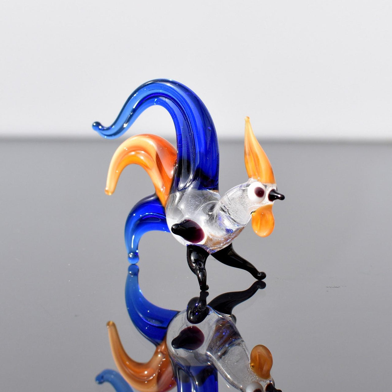 Rooster Decor, Chicken Gifts, Blue Glass Chicken, Glass Rooster, Farmhouse Decor, Farm Decor, Rooster Statue, Glass Figure, Chicken Decor