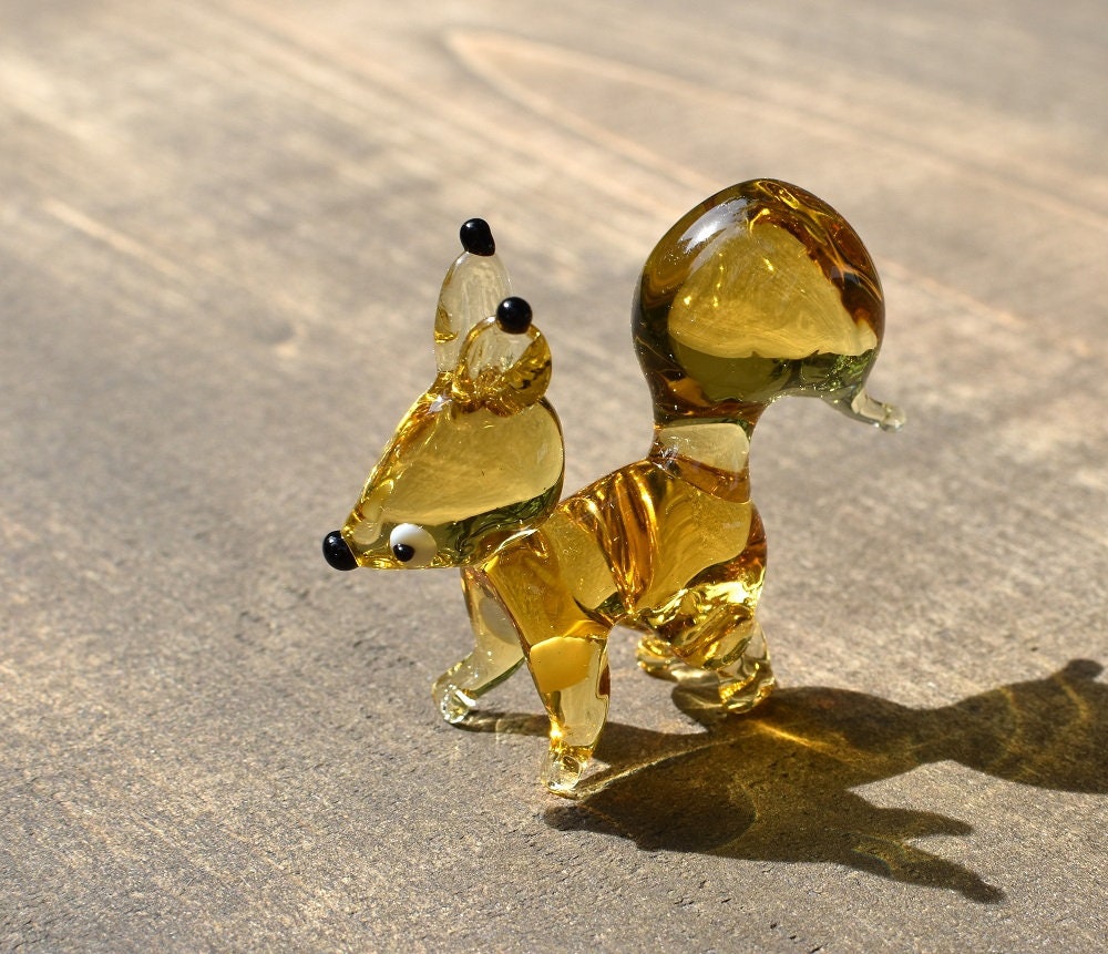Tiny Glass Animals, Squirrel Gifts, Mini Glass Animals, Squirrel Figurine, Squirrel Decor, Squirrel Art, Glass Animals, Glass Sculptures
