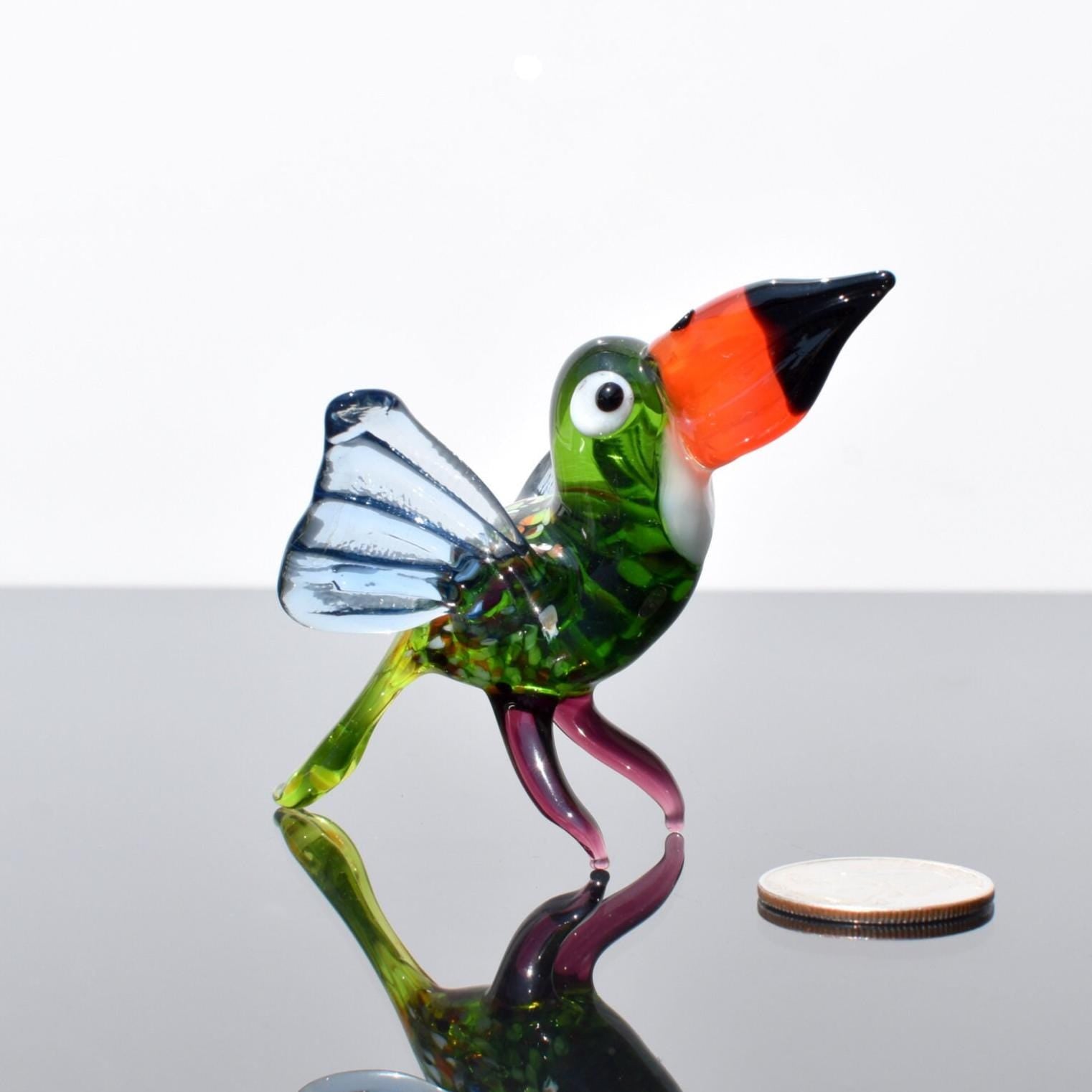 Toucan Gift for Bird Lovers, Glass Toucan Sculpture Figurine, Blown Glass Bird, Blown Glass Animals Tropical Jungle Decor, Mothers Day Gifts