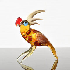 Orange Bird Sculpture, Parrot Figurine, Hand Blown Glass Bird, Gift for Bird Lovers, Bird Lover Gifts, Parakeet Art Glass, Spring Decor