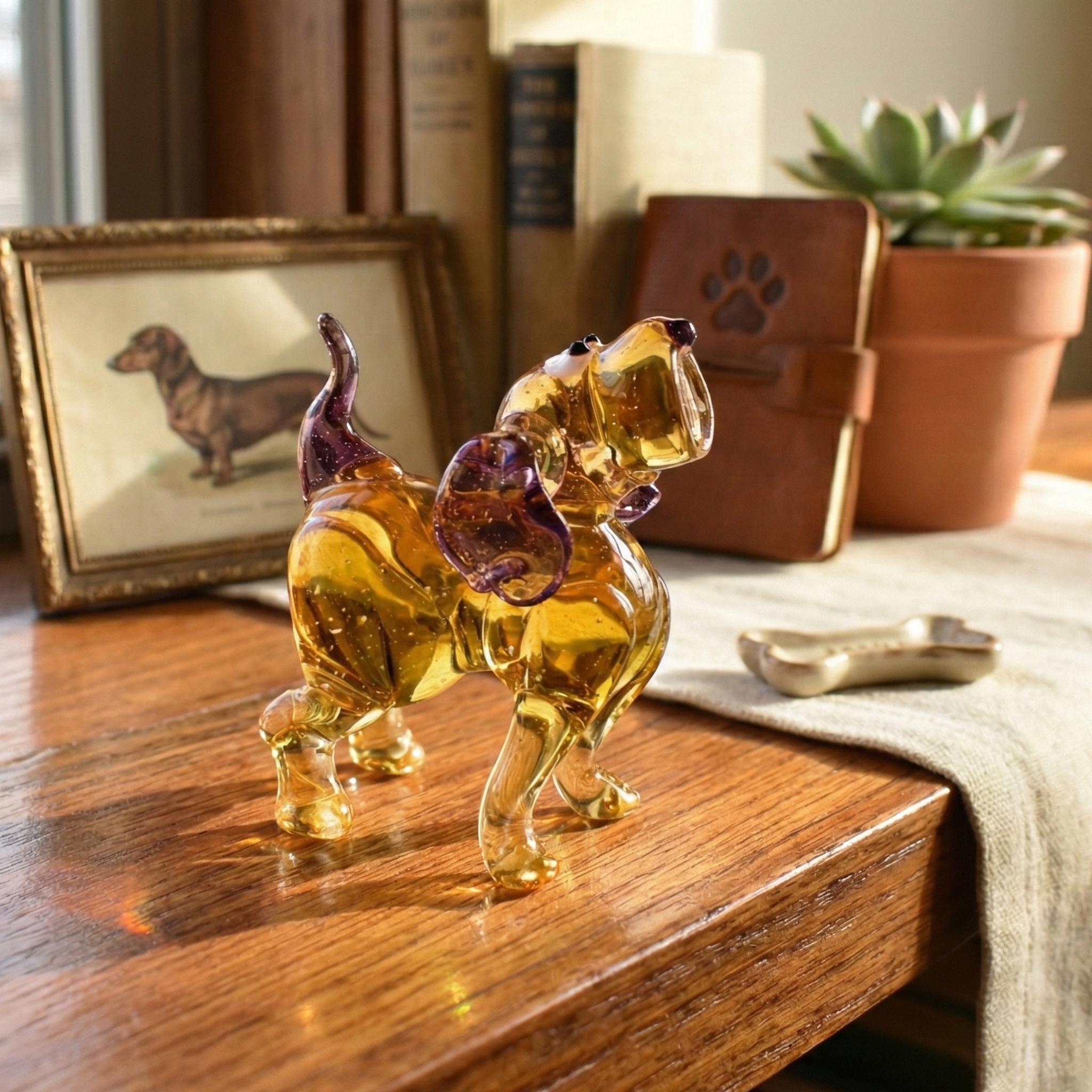 Whimsical Dog Figurine, Dog Statue, Glass Animals, Dog Memorial Gift, Glass Dog, Purple Dog, Art Glass, Puppy, Dog Lover Gift