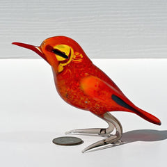 Handmade Orange Bird, Glass Bird Figurine, Bird Sculpture, Bird Decor, Bird Lover Gifts, Glass Bird, Bird Figurine, Bird Art, Glass Bird