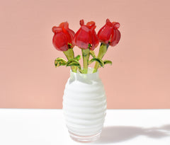 Red Glass Tulips, Glass Flowers Bouquet, Forever Flower, Mothers Day Gifts, Tulip Decor, Spring Decor, Blown Glass Art, Red Tulip Gift