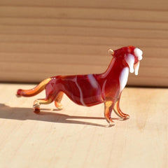 Glass Tiger Figurine, Tiger Statue, Animal Sculpture, Jungle Decor, Tiny Hand Blown Glass, Glass Animals, Blown Glass Animals, Tigers
