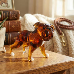English Bulldog Figurine, Dog Memorial Gift, English Bulldog Gifts, Red & White Glass Dog, Blown Glass Animals, Bulldog Art Decor