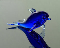 Tiny Glass Animals, Glass Dolphin figurine, Mini Glass Animals, Coastal Decor, Cobalt Blue Dolphin Gift, Miniature Glass Animals