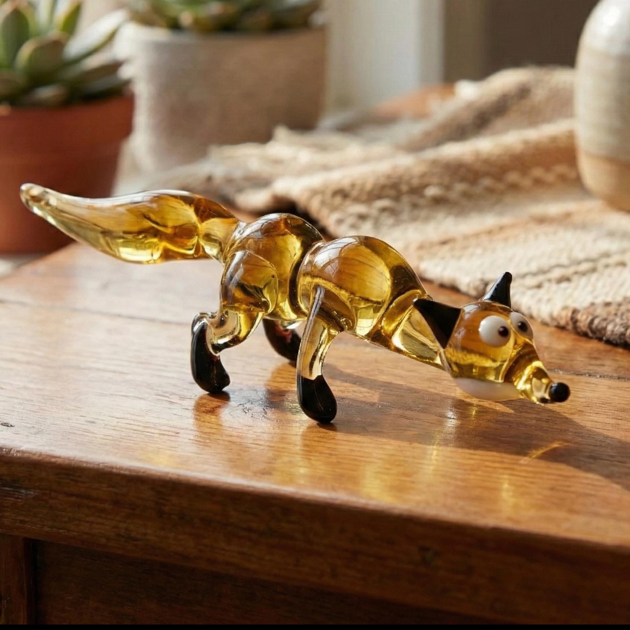 Fox Gifts, Fox Decor, Fox Figurine, Fox Art, Woodland Animals, Glass Sculpture, Glass Animals, Forest Animals, Fox Statue, Glass Art, Fox