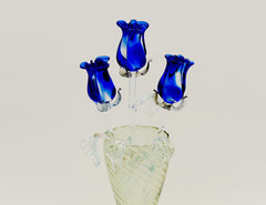 Blue Glass Rose, Glass Flower Bouquet, Glass Flowers, Glass Roses, Forever Rose, Something Blue, Wedding Gift, Mothers Day Gifts, Glass Art