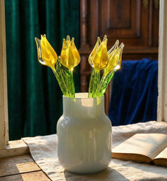 Glass Tulip Flowers, Blown Glass Flowers Bouquet, Glass Birth Month Flower, Tulip Glass Flowers with Stems, Birthday Day Gift for Her