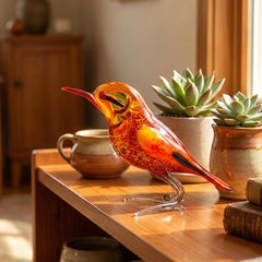 Handmade Orange Bird, Glass Bird Figurine, Bird Sculpture, Bird Decor, Bird Lover Gifts, Glass Bird, Bird Figurine, Bird Art, Glass Bird
