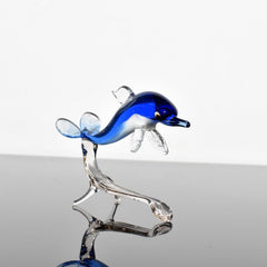 Glass Dolphin Figurine, Coastal Decor, Beach House Decor, Dolphin Gift, Blown Glass Animals, Dolphin Statue, Glass Animals, Ocean Decor Art