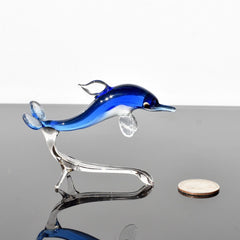 Glass Dolphin Figurine, Coastal Decor, Beach House Decor, Dolphin Gift, Blown Glass Animals, Dolphin Statue, Glass Animals, Ocean Decor Art