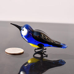 Murano Glass Bird, Blue Bird Figurine, Glass Animal Figurines, Bird Sculpture, Art Glass Animals, Cute Bird Gifts, Blown Glass Art, Desk Pet