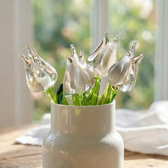 Glass Tulip Flowers, Glass Birth Month Flower - Blown Glass Flowers Bouquet - Wedding Gift for Her  Tulip Glass Flowers with Stems