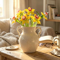 Hand Blown Glass Daffodil Bouquet – Yellow Narcissus Flower, Spring Decor, Birth Flower Glass Figurine, Glass Birth Month Flower