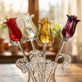 Glass Flowers Bouquet - Handmade Glass Flowers Rose - Blown Glass Flowers - Glass Rose - Mothers Day Gifts for Her