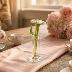 Mini Hand Blown Glass Flower in Vase - Cute Daisy Gift - Mothers Day Gifts for Her