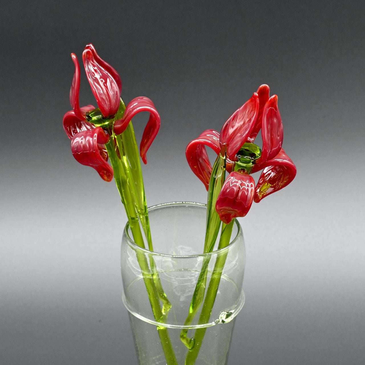 Glass Flowers in Vase, Glass Flower Bouquet, Glass Iris Gift, Mothers Day Gifts, Glass Birth Month Flower Gift, Long Stem Glass Flowers