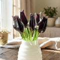 Purple Glass Tulip Flowers, Goth Mothers Gift, Blown Glass Flowers Bouquet - Glass Birth Month Flowers - Tulip Glass Flowers with Stems