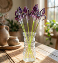 Glass Iris, Purple Glass Flowers, Glass Birth Month Flower, February Birth Flower Bouquet, Glass Flowers Bouquet, February Birthday Gifts