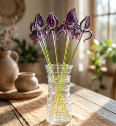 Glass Iris, Purple Glass Flowers, Glass Birth Month Flower, February Birth Flower Bouquet, Glass Flowers Bouquet, February Birthday Gifts