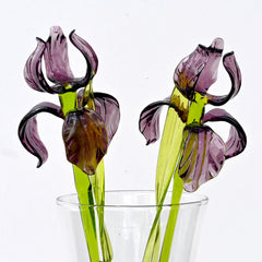 Glass Iris Flower, Glass Birth Month Flower, February Birth Flower Gift, Glass Flowers Bouquet, Purple Iris, Birth Flower Bouquet Art