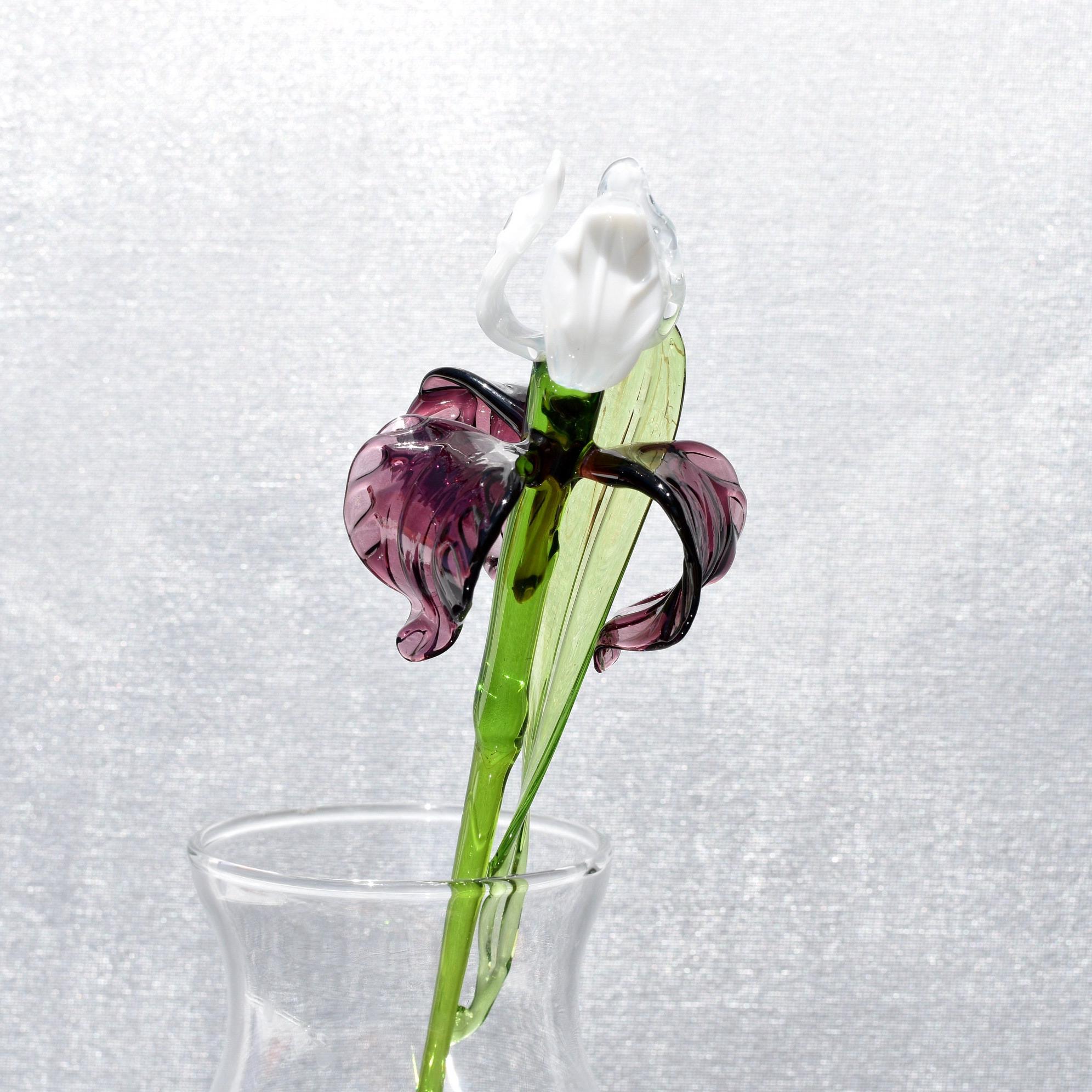 Glass Iris Flower, Purple Glass Flowers, Glass Birth Month Flower, February Birth Flower Gift, Forever Flowers, February Birthday Iris Gift