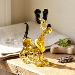 Cute Cartoon Dog Figurine, Whimsical Dog Statue, Glass Animals, Funny Puppy, Glass Dog Memorial Gift, Hound Dog, Amber Glass Art