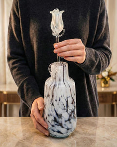 Winter Rose Glass Centerpiece
