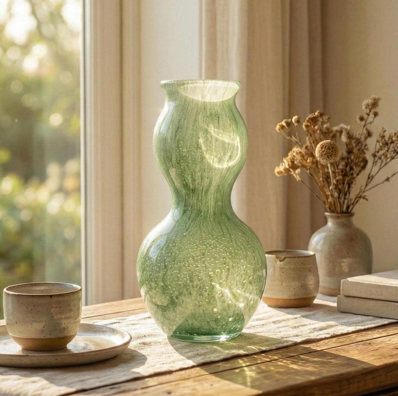 Sage Green Art Glass Vase