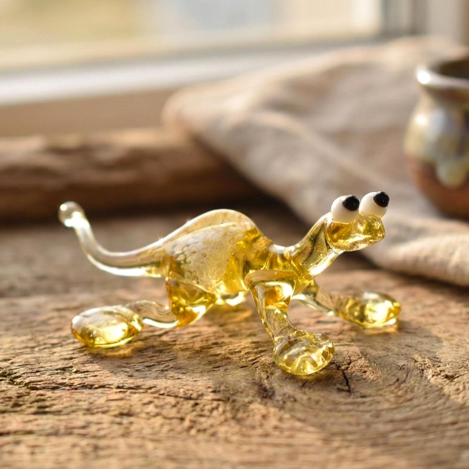 Handmade Glass Lizard, Salamander, Reptile Decor, Mini Glass Animals, Reptile Art, Glass Animals, Glass Sculpture, Yellow Lizard, Reptile