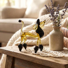 Poodle Figurine, Poodle Gifts, Poodle Art, Dog Memorial Gift, Standard Poodle, Blown Glass Animals, Poodle Decor, Black & Amber Show Dog