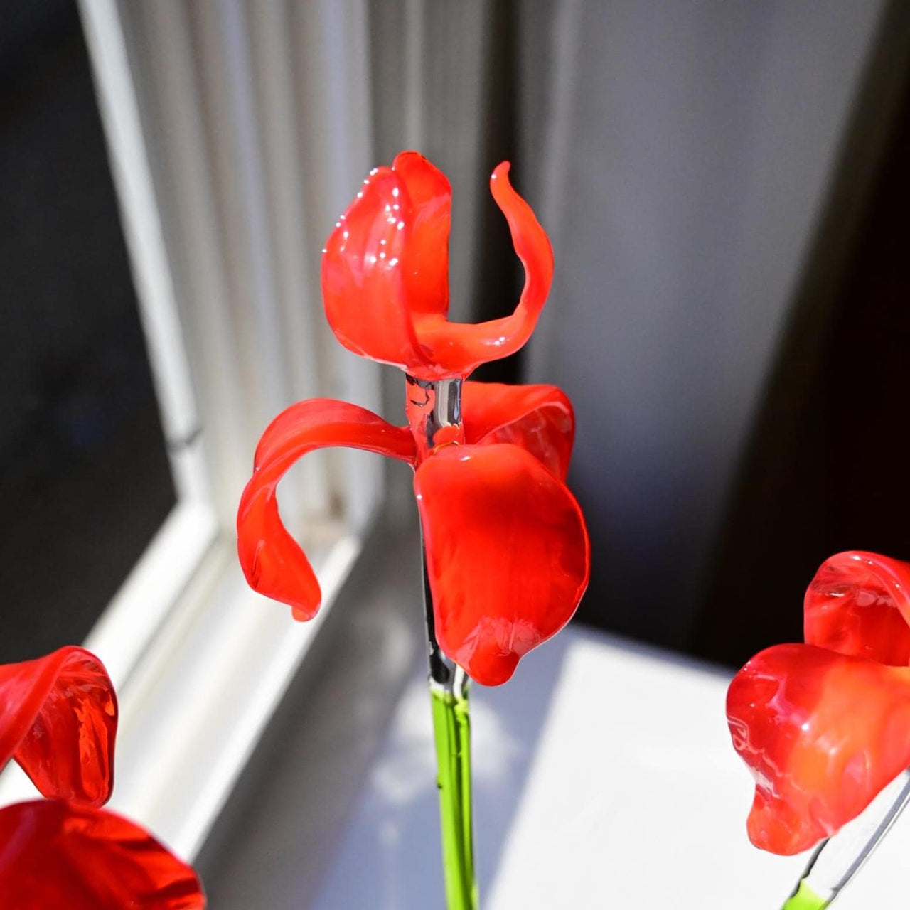 Glass Iris, Red Glass Flowers Bouquet, Mothers Day Gifts, Glass Birth Month Flower, Birth Flower Bouquet, Forever Flowers, Grandmas Garden