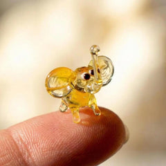 Tiny Glass Animals, Elephant Charm, Elephant Gifts, Glass Elephant, Mini Glass Animals, Elephant Figurine, Glass Animals, Amber, Yellow