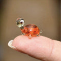 Travel Turtle, Blown Glass Turtle - Small Glass Turtle - Tiny Glass Animal - Turtle Figurine Decor Gifts for Women - Miniature Glass Animal