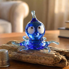 Blown Glass Octopus Figurine, Octopus Gift, Octopus Sculpture, Tiny Glass Animals, Mini Glass Animals, Octopus Decor, Blue Glass Octopus Art