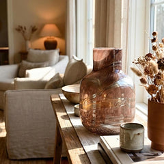 Golden Striped Large Glass Vase