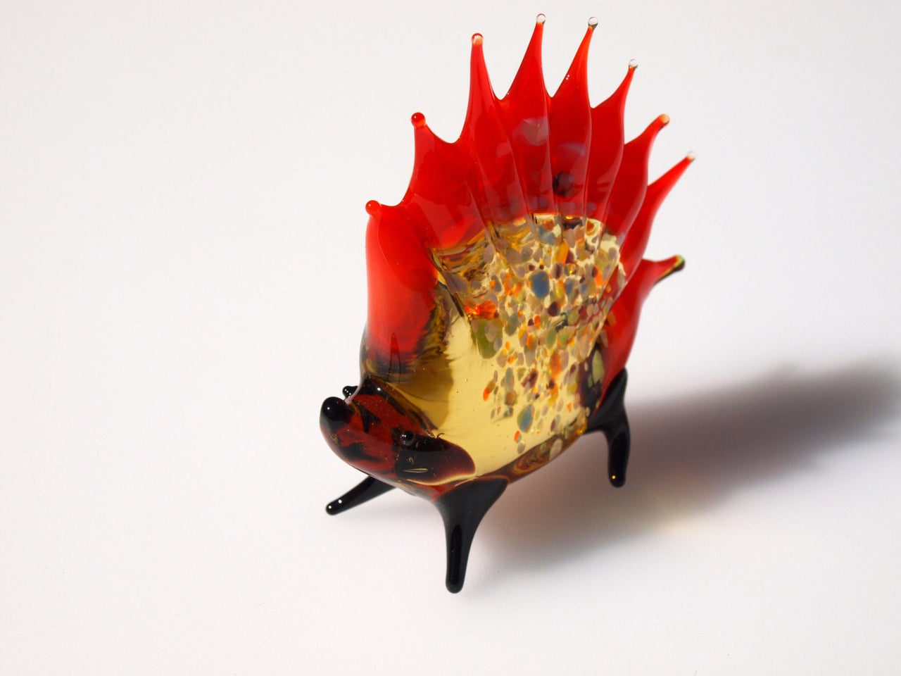 Hand Blown Glass Hedgehog: Whimsical Flamework Sculpture