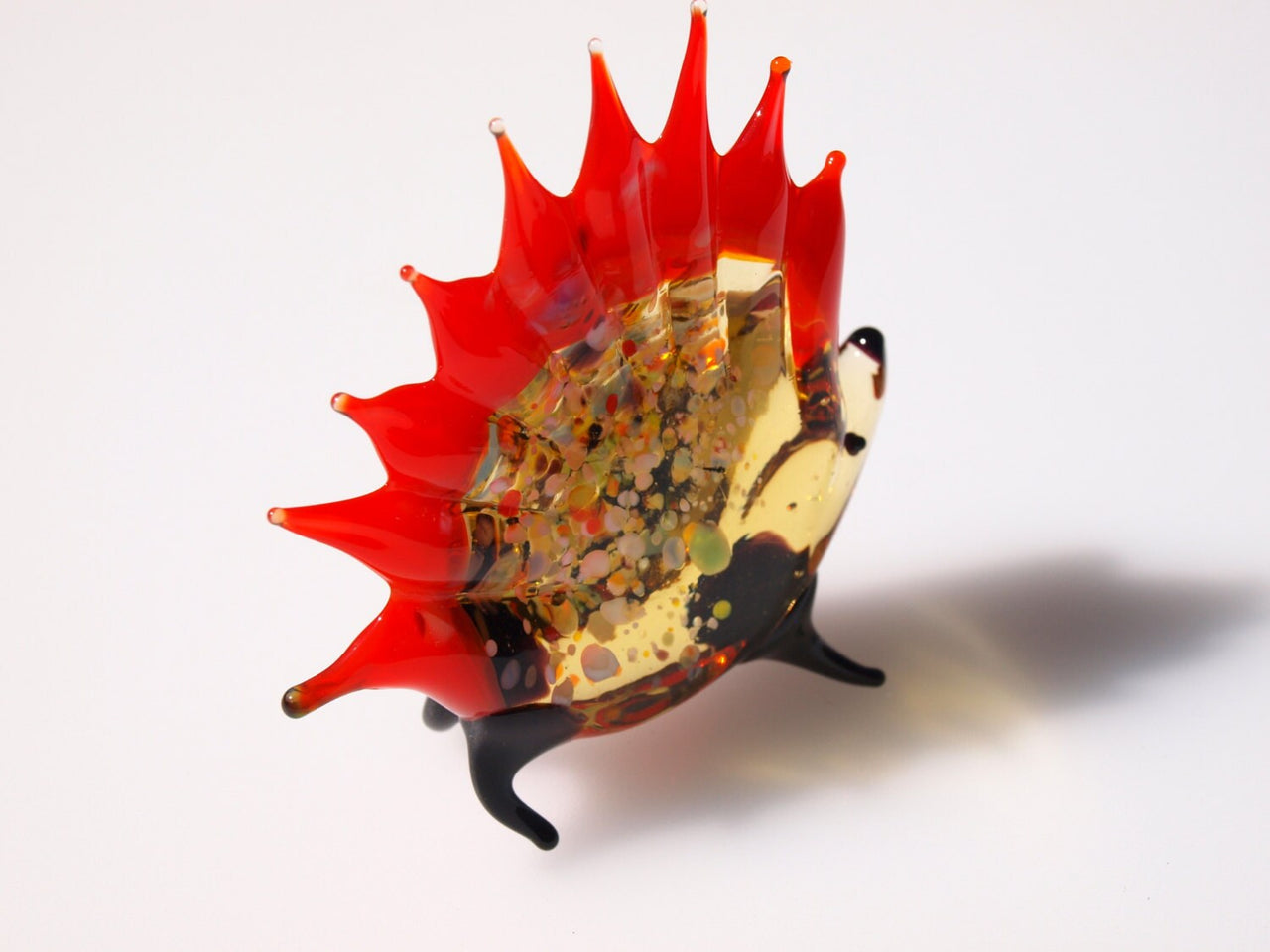 Hand Blown Glass Hedgehog: Whimsical Flamework Sculpture