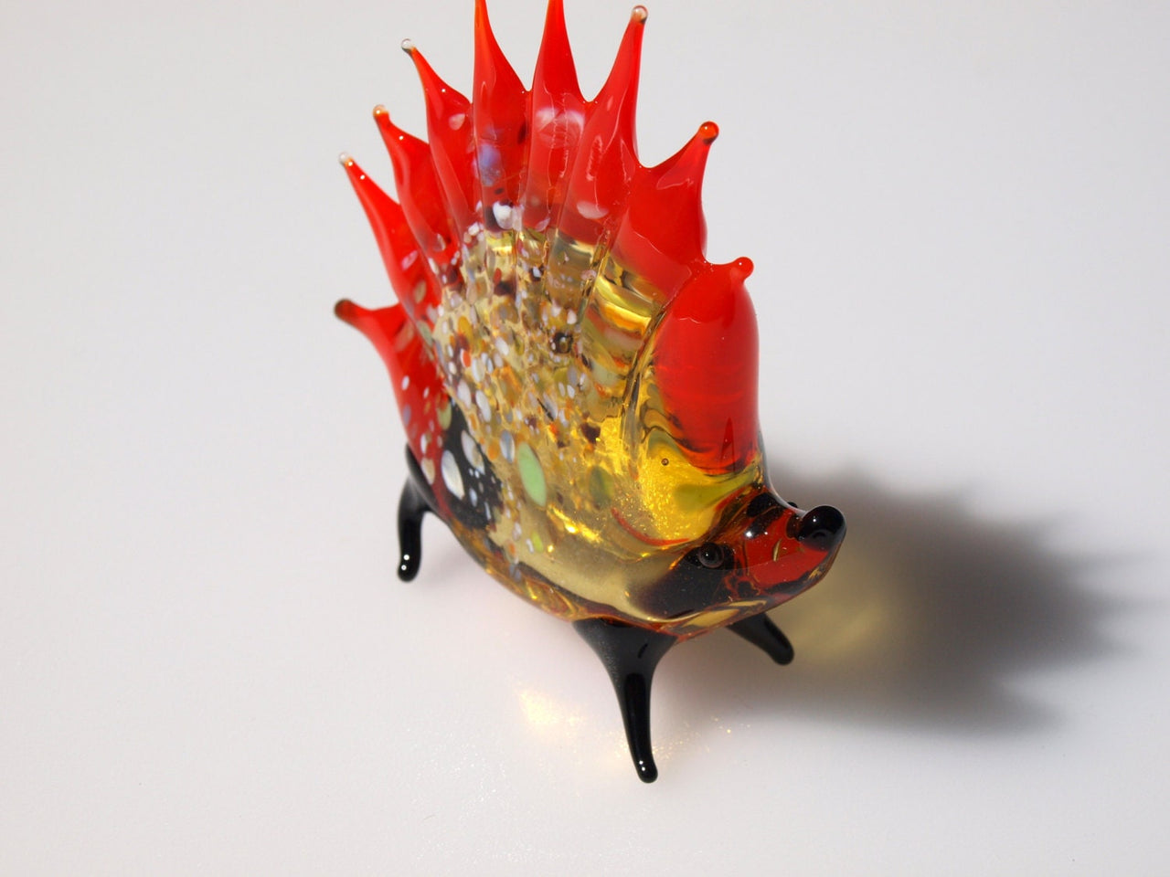 Hand Blown Glass Hedgehog: Whimsical Flamework Sculpture