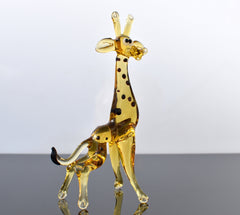 Giraffe Gifts, Glass Animals, Giraffe Statue, Mini Glass Animals, Giraffe Figurine, Safari Decor, Blown Glass Giraffe, Yellow, Amber, Art