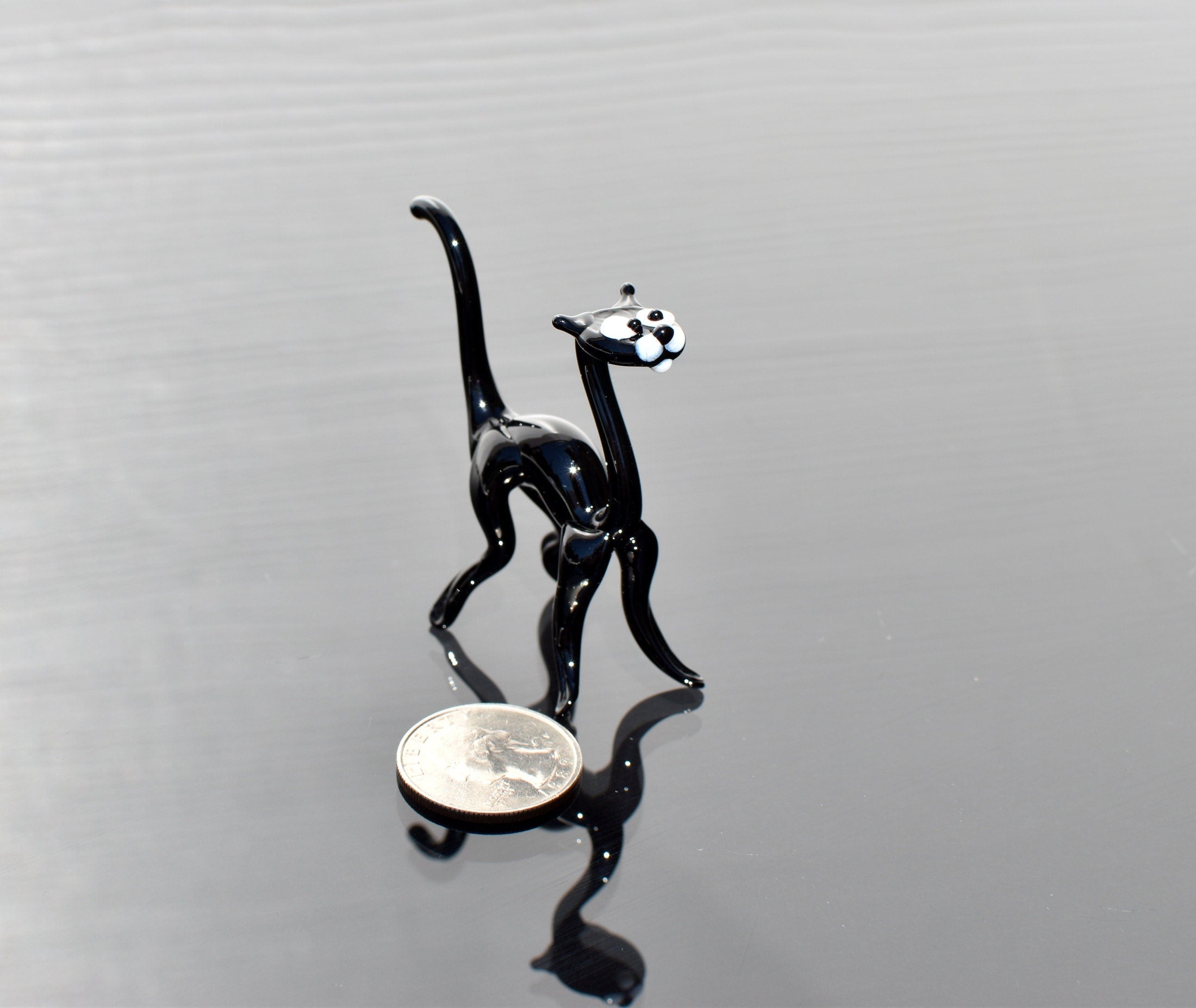 Black Cat, Glass Cat Figurine, Black Cat Statue, Glass Cat, Cat Figure, Cat Art, Glass Sculpture, Glass Animals, Cat Statue, Cats