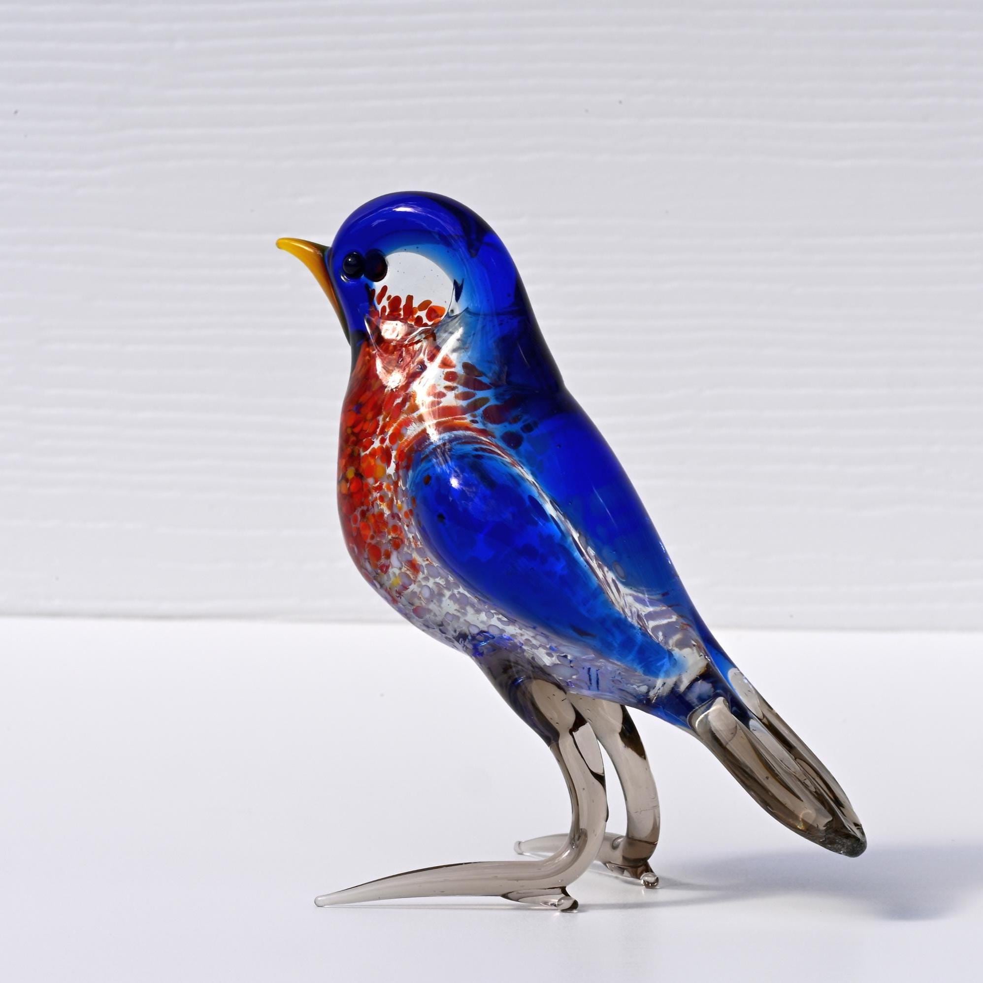 Glass Bird Figurine, Blue Bird, Bird Lover Gifts, Bird Sculpture, Glass Bird, Bird Figurine, Bird Gifts, Bird Statue, Blown Glass Bird